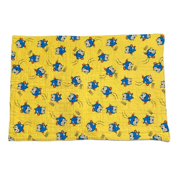 Handmade Handcrafted Baby Quilted Small Blanket Multicolored Yellow Owl - Picture 2 of 6